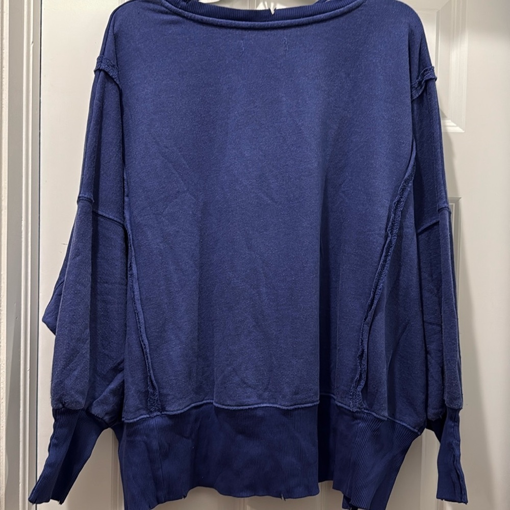 FREE PEOPLE WE THE FREE CAMDEN GRAPHIC SWEATSHIRT Floral Blue NWT sz S, M - Picture 3 of 4